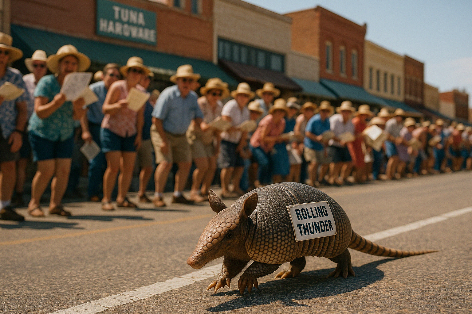 Close up of armadillo racing